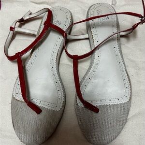 Brooks Brothers Red and Gray Women's Sandals